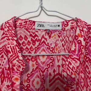 Zara Pink and Red Patterned Maxi Dress